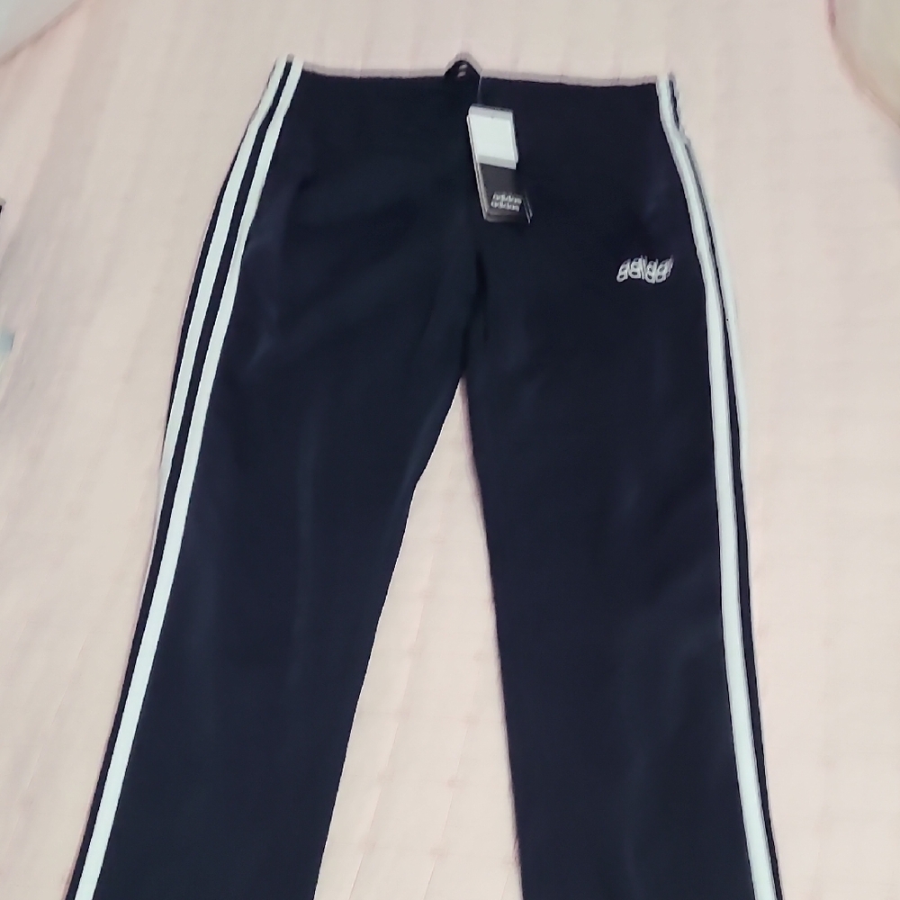 Adidas Navy Track Pants with White Accents